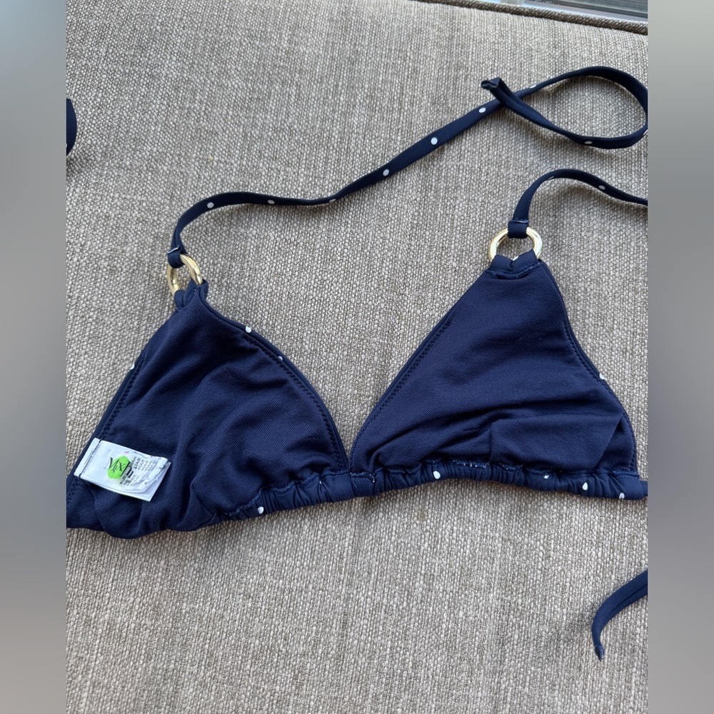LASCANA Navy Polka Dot String Bikini Top- Size 34B - Picture 3 of 6